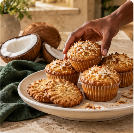 Freshly baked coconut muffins